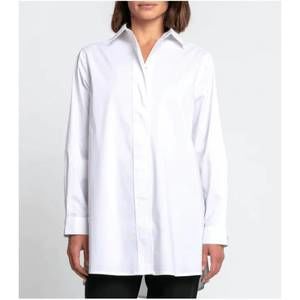 Classic White Button-Down Tunic Shirt